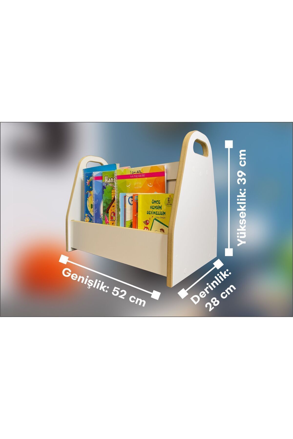 Melis 2 Raflı Kitaplık - Montessori Kitaplık, İki Taraflı Sandık Kitaplık, Çocuklar İçin Kitaplık