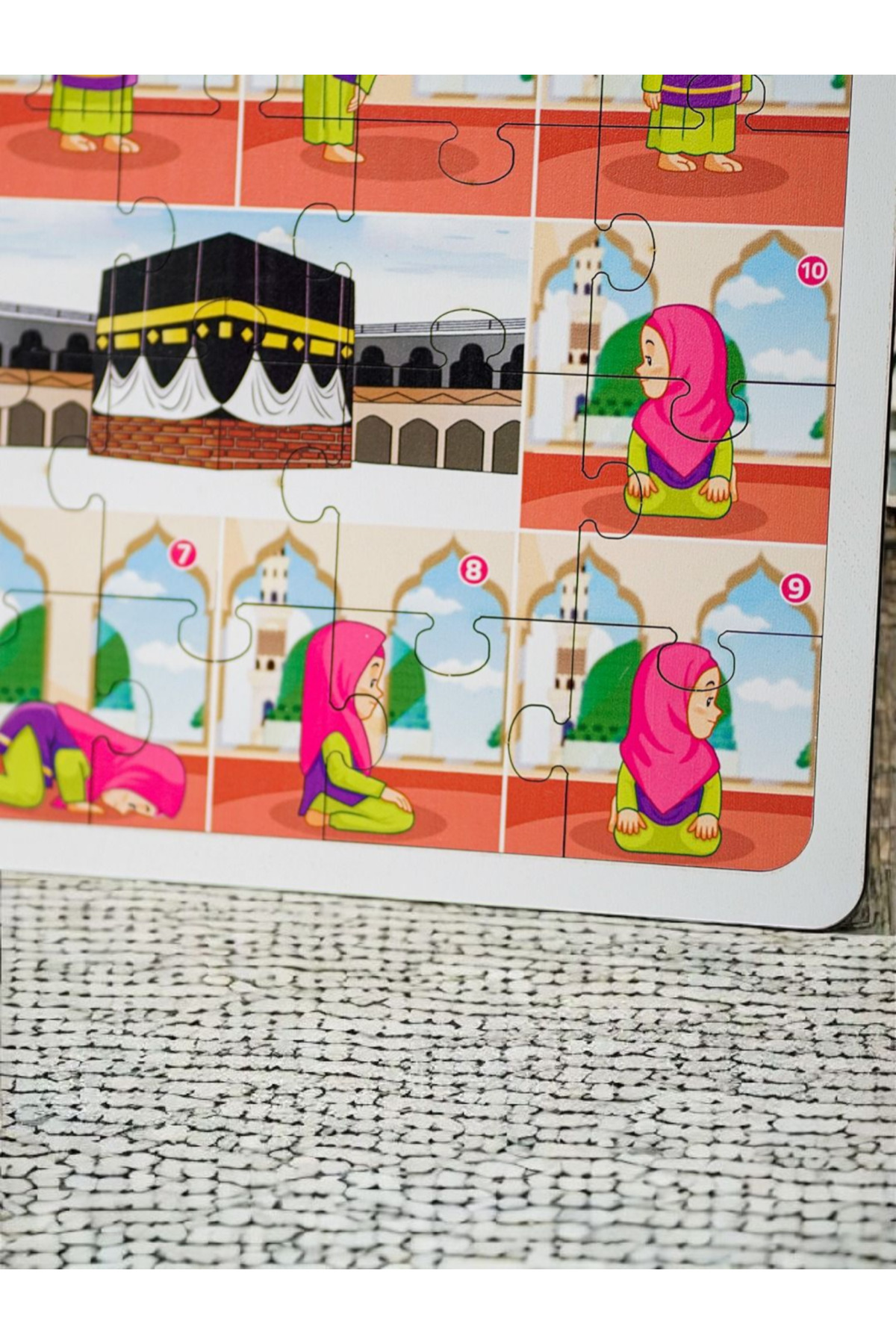 Eğitici Eğlenceli Renkli Abdest ve Namaz Puzzle Kız Çocuklar Için Ikili Oyuncak Seti
