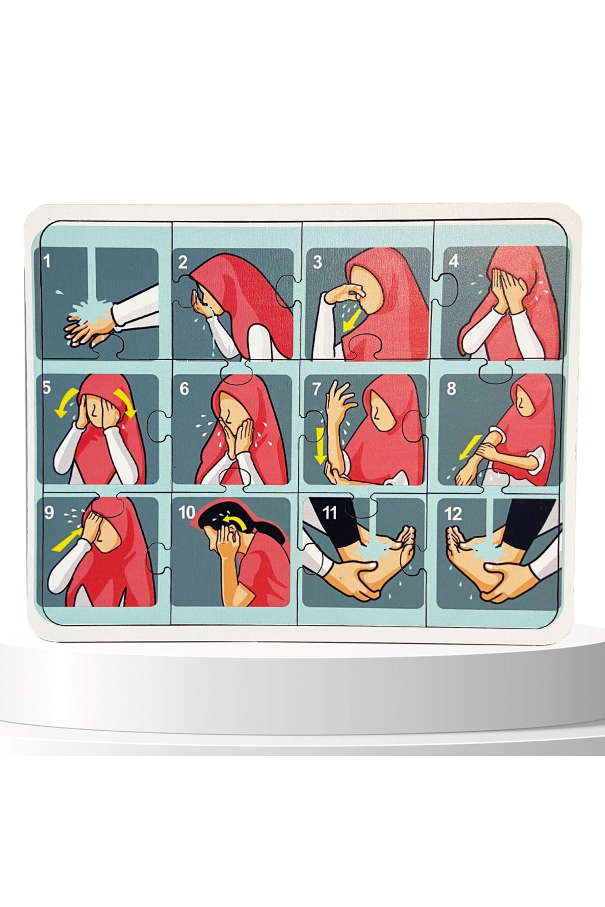 Eğitici Eğlenceli Renkli Abdest ve Namaz Puzzle Kız Çocuklar Için Ikili Oyuncak Seti