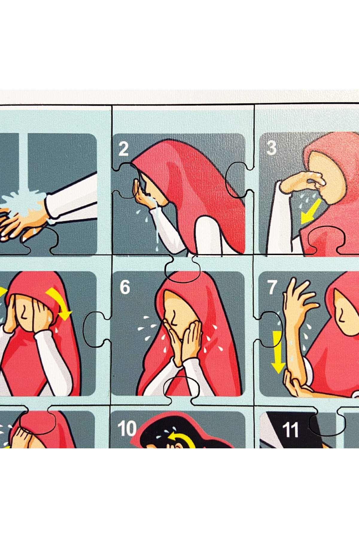 Eğitici Eğlenceli Renkli Abdest ve Namaz Puzzle Kız Çocuklar Için Ikili Oyuncak Seti