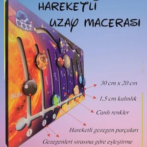 Hareketli Gezegenler Uzay Macerası Ahşap Oyuncak Eğitici ve Eğlenceli Oyuncak