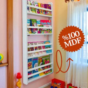 Carmen 4 Raflı Kitaplık - Beyaz Renk Montessori Kitaplık - Çocuk Odası Kitaplığı
