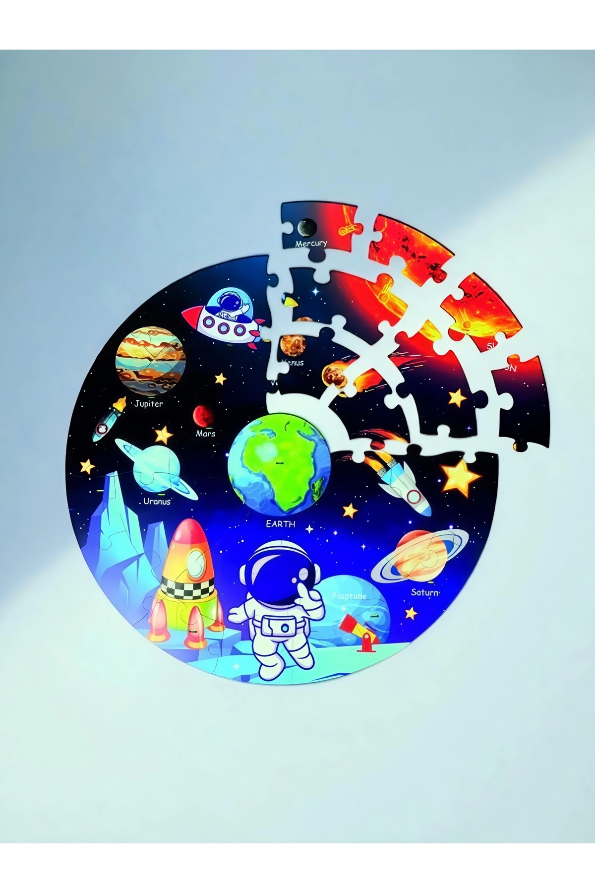3D Uzay Yolculuğu Büyük Ahşap Puzzle - Büyük Boy 44 Parça - (Büyük Ölçü 60 x 60 cm) - Görsel 4