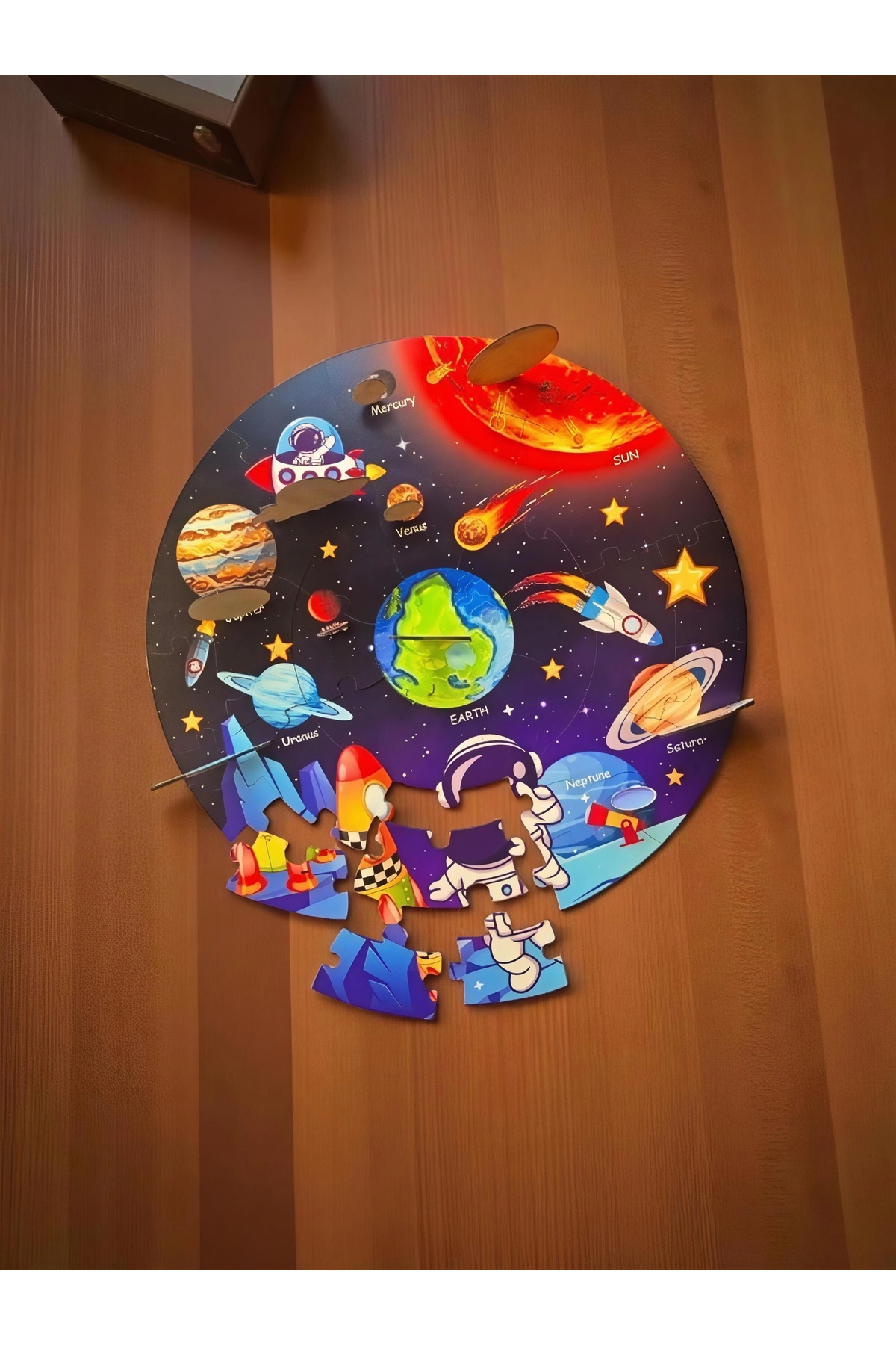 3D Uzay Yolculuğu Büyük Ahşap Puzzle - Büyük Boy 44 Parça - (Büyük Ölçü 60 x 60 cm) - Görsel 6
